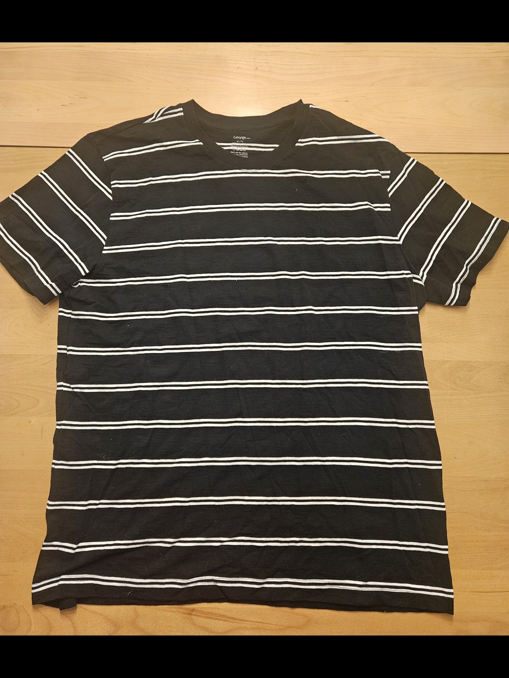 George Black Tee with White Stripes - Short Sleeve Crew